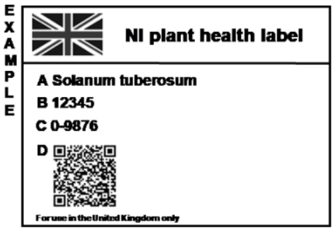 Seed Potato Example NI Plant Health Label